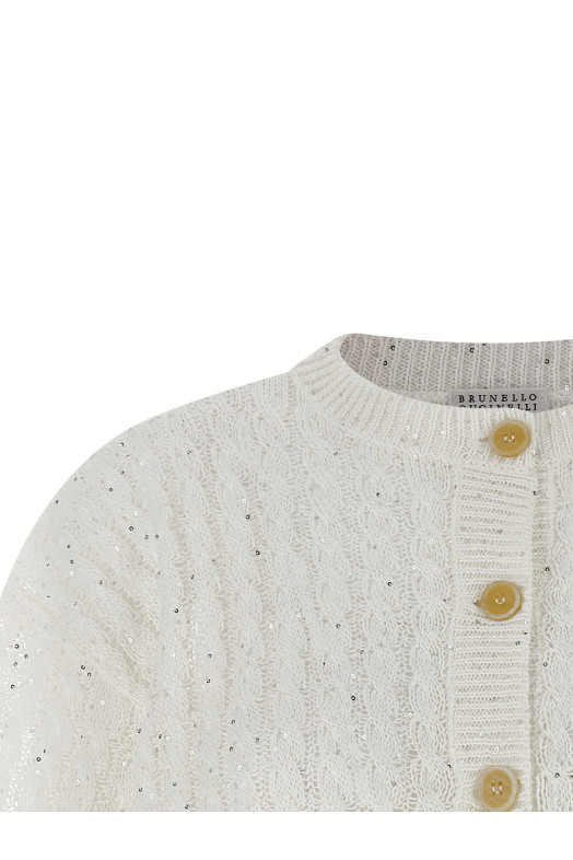 'Dazzling Cable' cardigan White