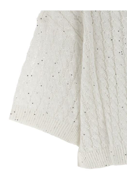 'Dazzling Cable' cardigan White