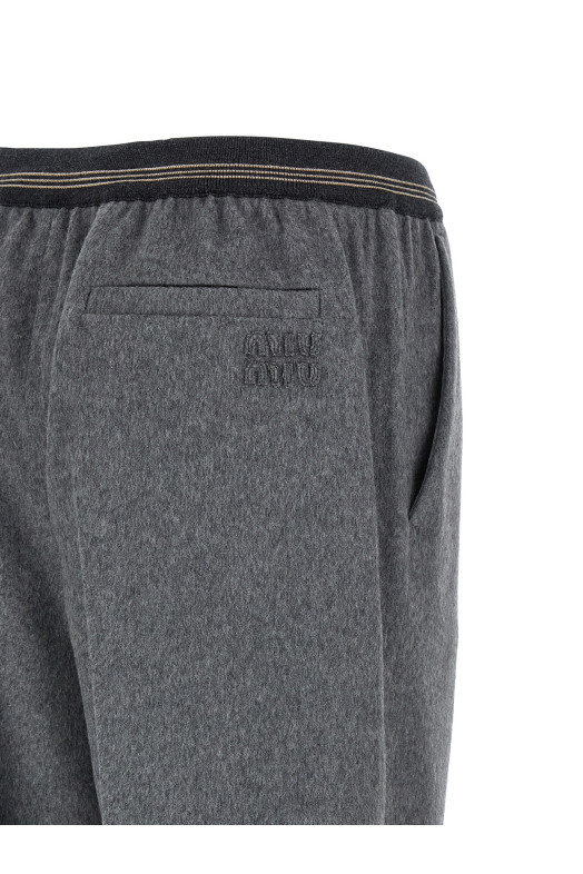 Велюровые шерстяные брюки Серые MIU MIU MP1948SOOO125QF0031