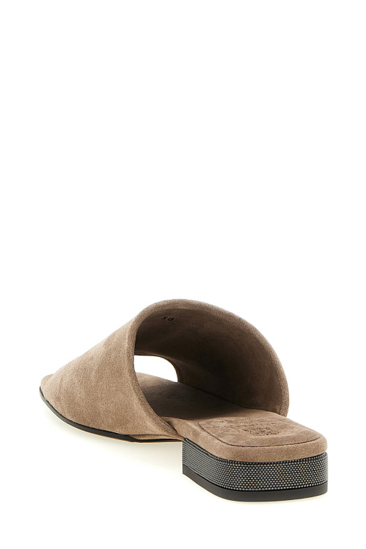 Мобильные замшевые сандалии Коричневые BRUNELLO CUCINELLI MZSFC3170C8849