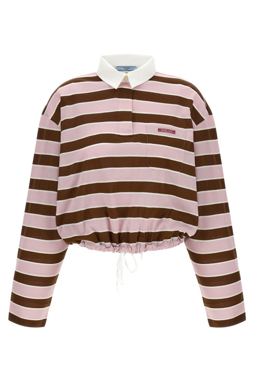 Cropped striped polo shirt Multicolor