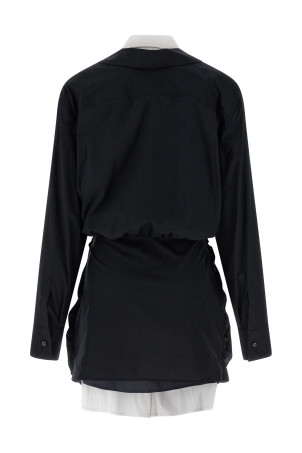 Double layer shirt dress Black-grey