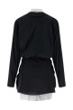 Double layer shirt dress Black-grey