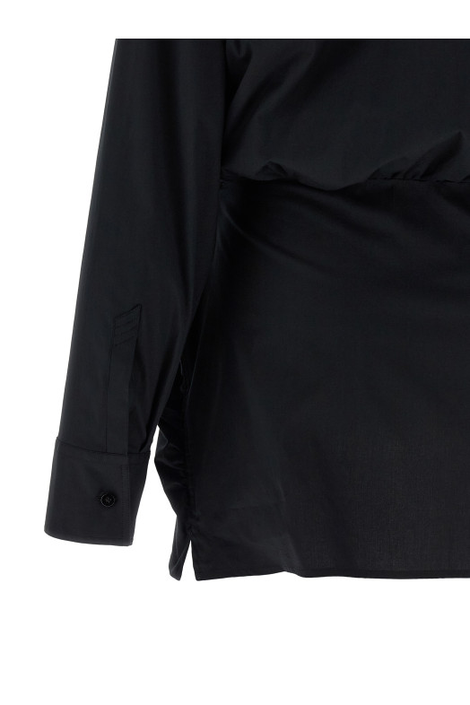 Double layer shirt dress Black-grey