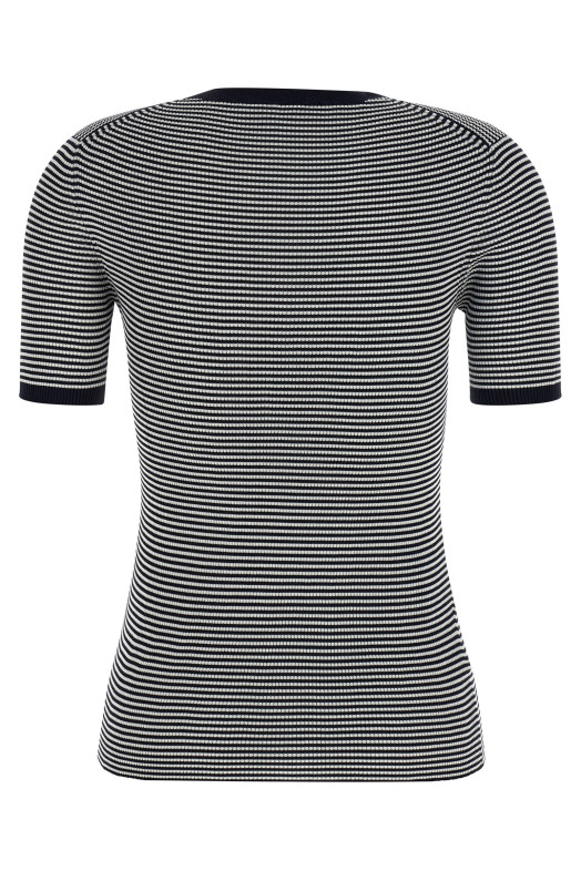 Striped silk t-shirt Blue