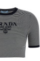 Striped silk t-shirt Blue