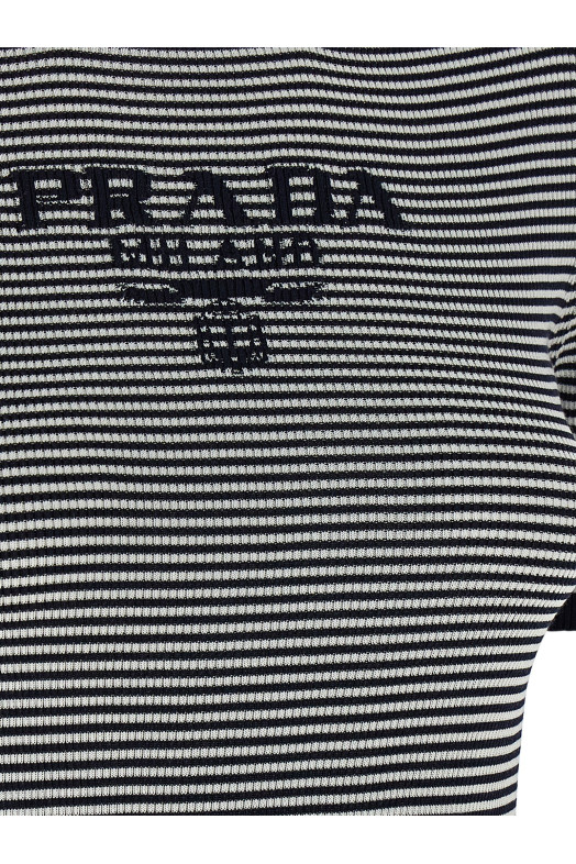 Striped silk t-shirt Blue