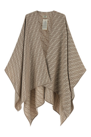 'FF' jacquard poncho Gray