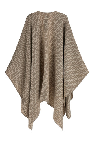 'FF' jacquard poncho Gray
