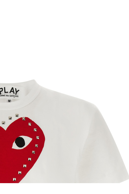 Футболка с принтом в виде гвоздиков Красная COMME DES GARÇONS PLAY AXT8031