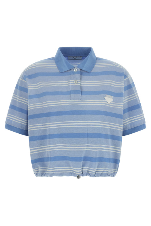 Cropped striped polo shirt BLUE