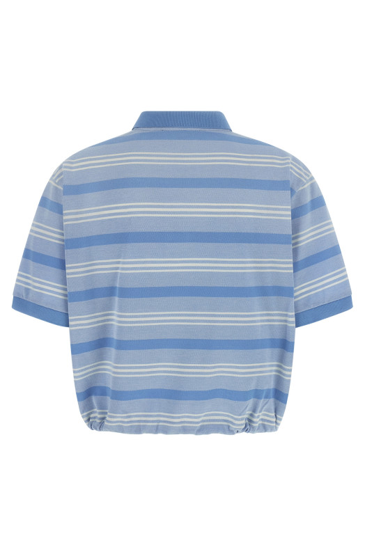 Cropped striped polo shirt BLUE