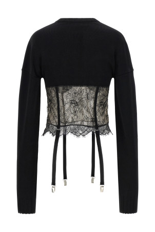 Lace insert sweater Black