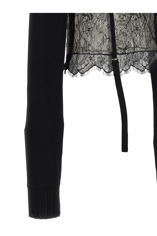 Свитер с кружевной вставкой Черный GIUSEPPE DI MORABITO 06PSKNT3891640499