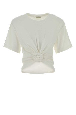 White stretch cotton t-shirt Beige MAGDA BUTRYM (181425)