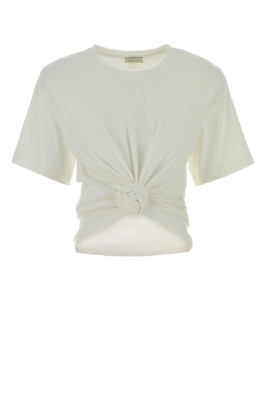White stretch cotton t-shirt Beige MAGDA BUTRYM (181425)