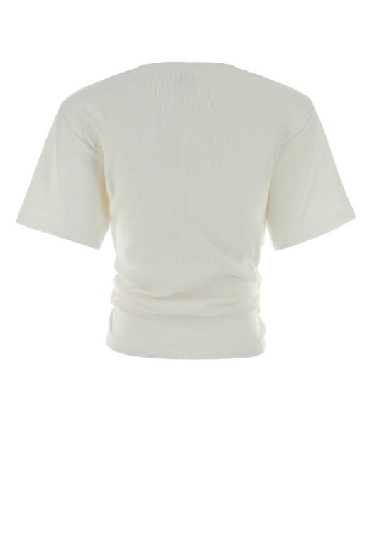 White stretch cotton t-shirt Beige MAGDA BUTRYM (181425)