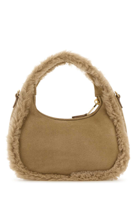 Сумка из замши цвета песка MIU MIU (5BC125VOWS2IDK)