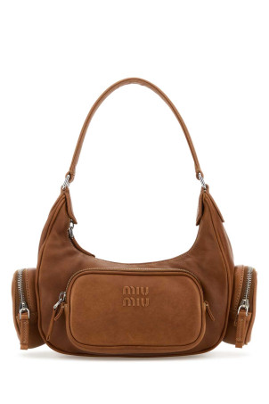 Caramel nappa leather shoulder bag MIU MIU (5BC188VOLT2CRL)
