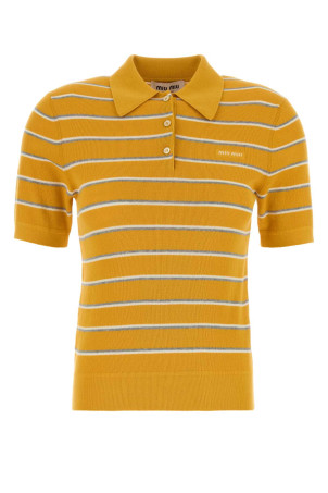 Embroidered stretch cotton blend polo shirt MIU MIU (MMLB35SOOO183M)