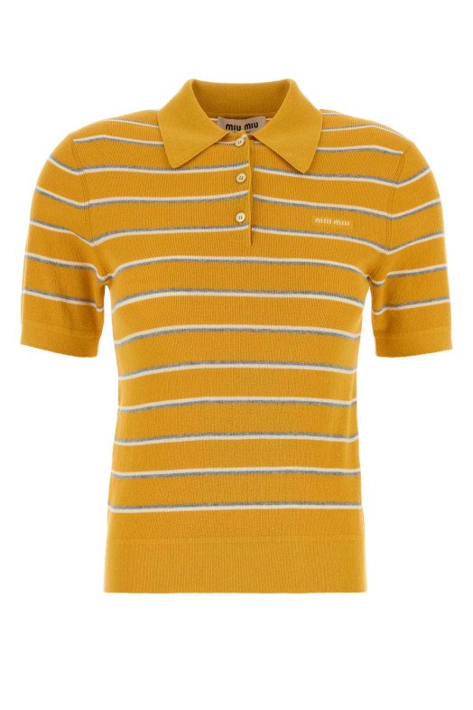 Вышитая рубашка-поло из эластичной хлопковой смеси MIU MIU (MMLB35SOOO183M)