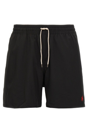 Logo embroidery swim shorts Black