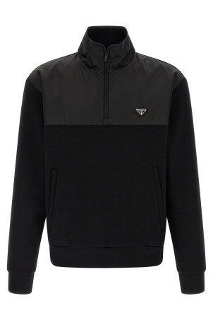 Re-Nylon detail sweatshirt Black