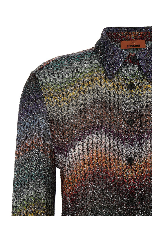 Рубашка из вискозы с пайетками и ламе Разноцветная MISSONI DS26SJ06BC005YS72P0