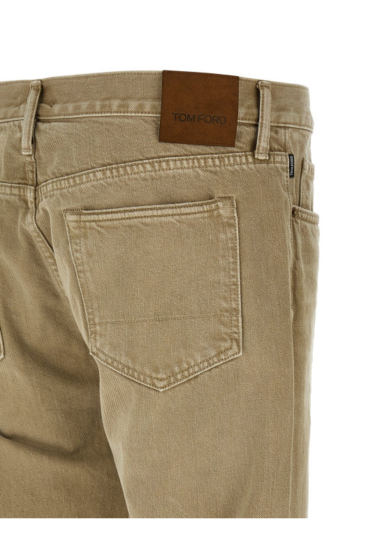 Джинсы с прямыми брючинами Бежевые TOM FORD DPH001DMC103JBZ