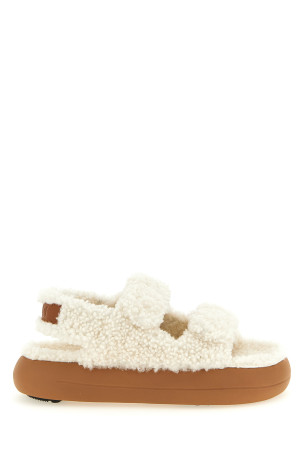 Shearling sandals White