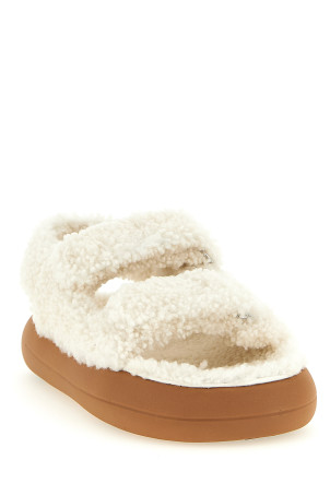 Shearling sandals White