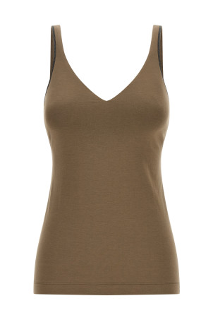 'Shiny Straps' top Beige