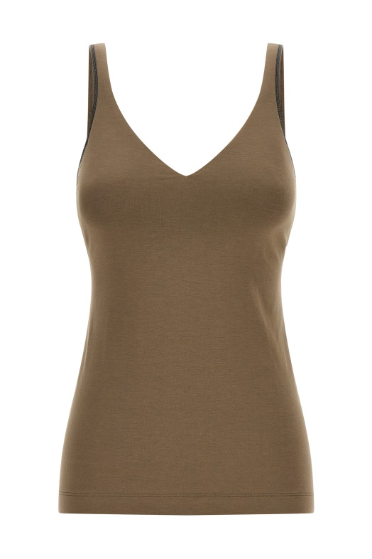 'Shiny Straps' top Beige