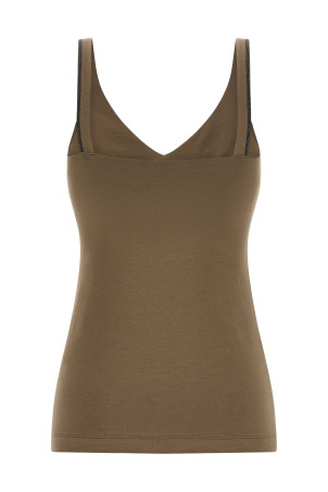 'Shiny Straps' top Beige