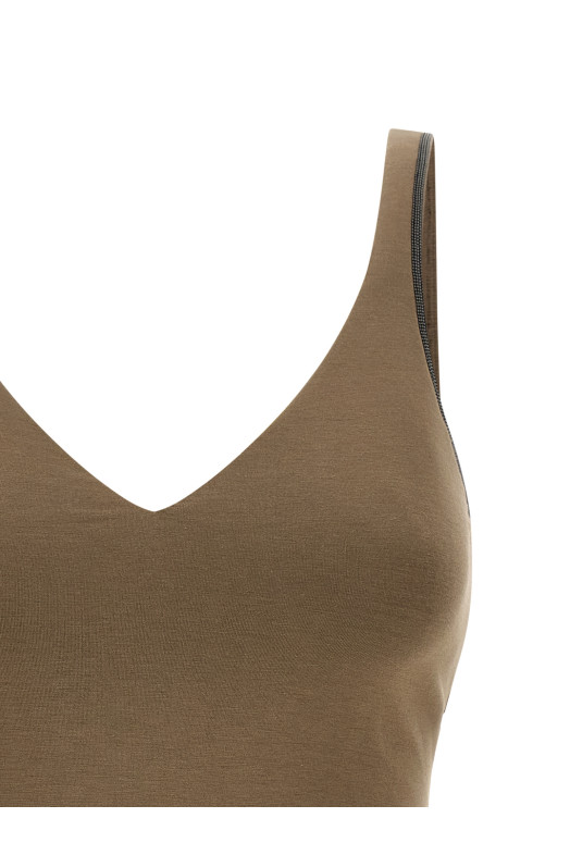 'Shiny Straps' top Beige
