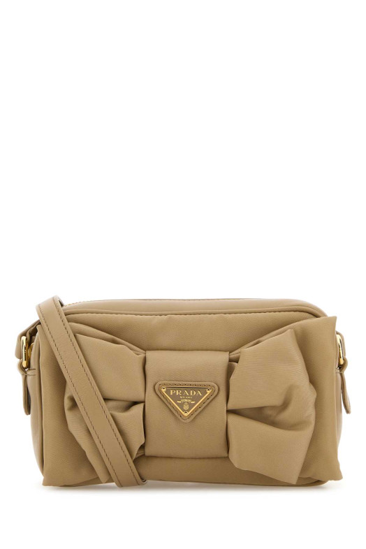 Beige Re-Nylon and nappa leather mini crossbody bag PRADA (1BH166VDXORP0C)