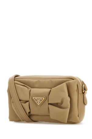 Beige Re-Nylon and nappa leather mini crossbody bag PRADA (1BH166VDXORP0C)