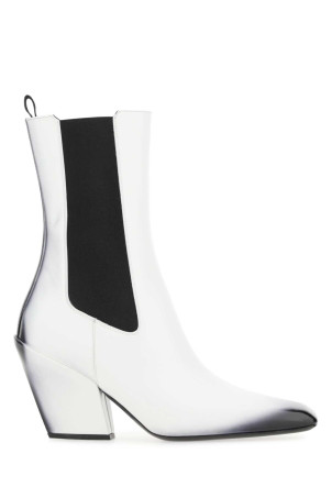 White leather ankle boots Black PRADA (1U986MF075055)