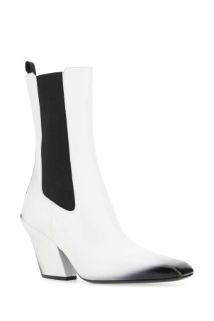 White leather ankle boots Black PRADA (1U986MF075055)