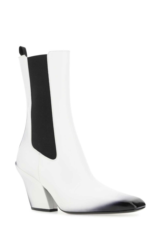 White leather ankle boots Black PRADA (1U986MF075055)