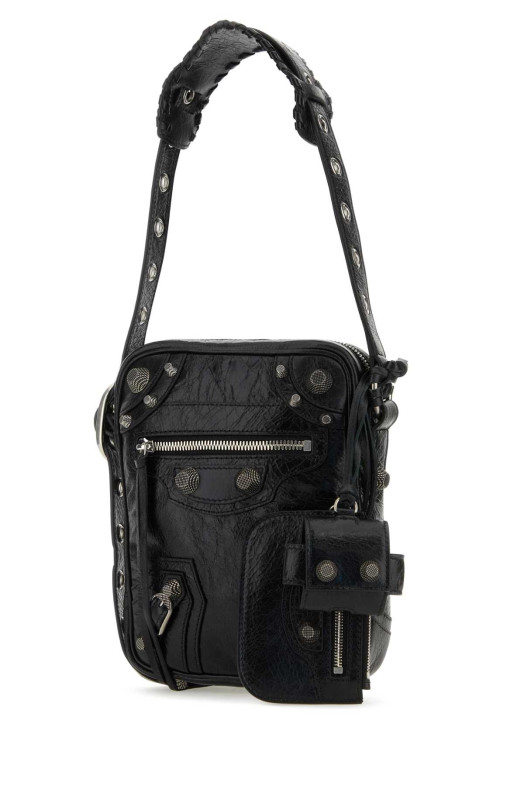Black leather Le Cagole Men crossbody bag Black BALENCIAGA (719065210KR)