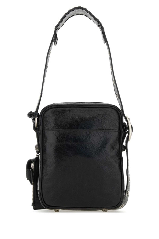 Black leather Le Cagole Men crossbody bag Black BALENCIAGA (719065210KR)