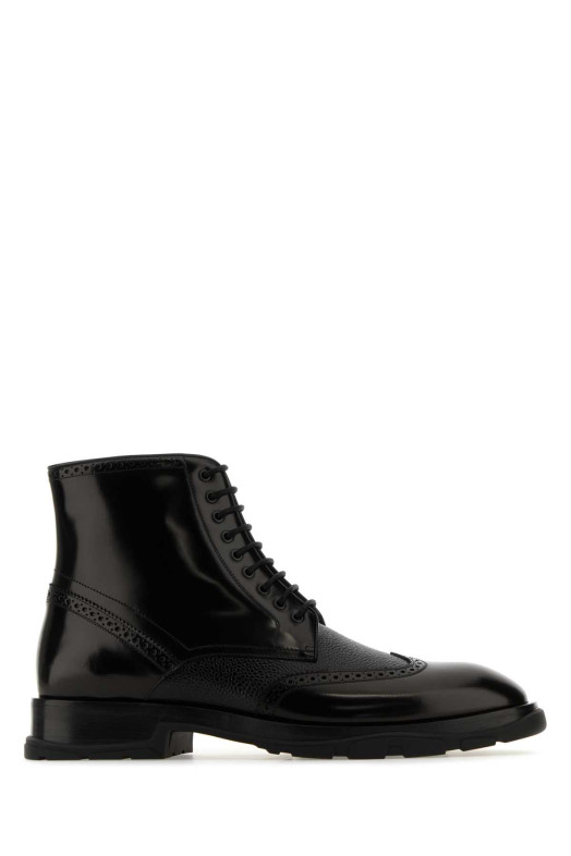 Black leather ankle boots Black ALEXANDER MCQUEEN (750389WIDW1)