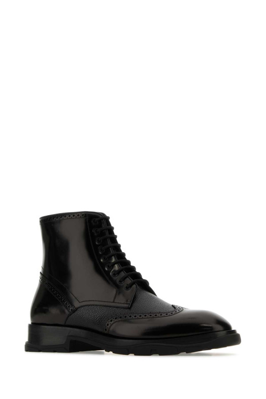 Black leather ankle boots Black ALEXANDER MCQUEEN (750389WIDW1)