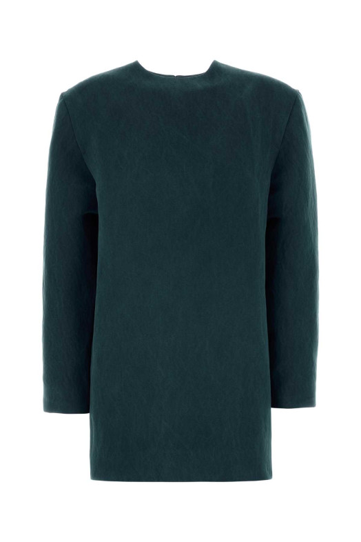 Мини-платье из голубого атласа SAINT LAURENT (848977Y5J30)