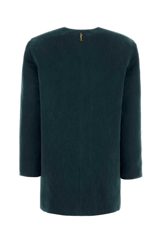 Мини-платье из голубого атласа SAINT LAURENT (848977Y5J30)