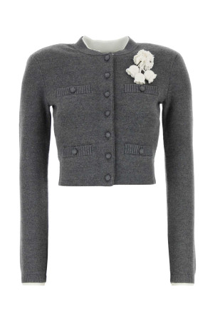 Grey stretch cotton blend cardigan Gray SELF PORTRAIT (AW25010CBGR)