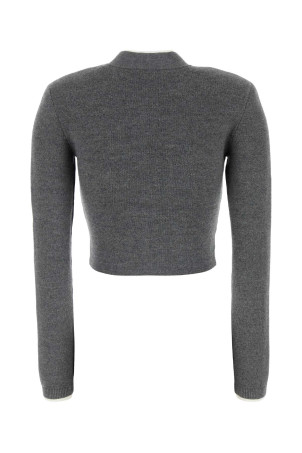 Grey stretch cotton blend cardigan Gray SELF PORTRAIT (AW25010CBGR)