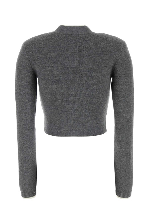 Серый кардиган из эластичной хлопковой смеси SELF PORTRAIT (AW25010CBGR)