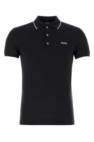 Black stretch piquet polo shirt Black ZEGNA (RE7358A5B746)